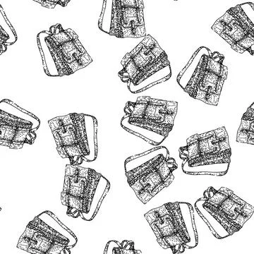 Seamless pattern gear backpack sketch hand drawn Stock Illustration