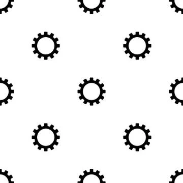 Seamless pattern with gear icon on white background. Settings symbol. Vector. Stock Illustration