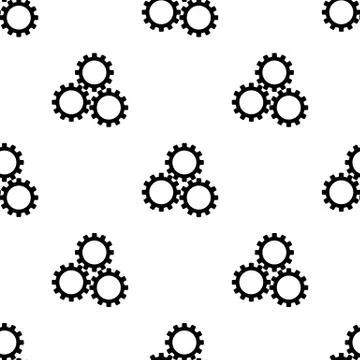 Seamless pattern with gear icon on white background. Settings symbol. Vector. Stock Illustration