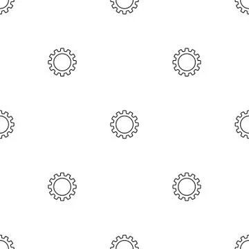 Seamless pattern with gear icon on white background. Settings symbol. Vector. Stock Illustration