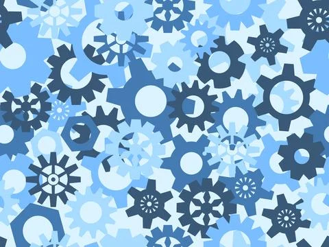 Seamless pattern of gears in steampunk and atompunk style. Jagged details, .. Stock-Illustration