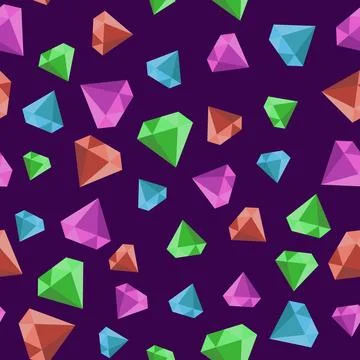 Seamless pattern with gems on a purple background Stock Illustration