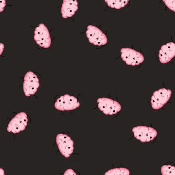 Seamless pattern genius brain character cartoon vector 스톡 일러스트