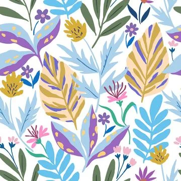 Seamless pattern with gentle abstract flowers. Modern floral shapes in past.. Stock Illustration