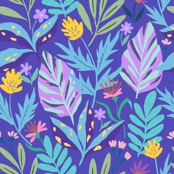 Seamless pattern with gentle abstract flowers. Modern floral shapes in past.. Stock Illustration