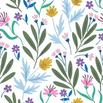 Seamless pattern with gentle abstract flowers. Modern floral shapes in past.. Stock Illustration