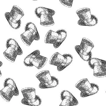 Seamless pattern gentleman hat sketch hand drawn Stock Illustration