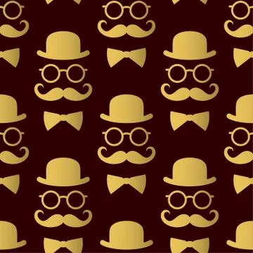 Seamless pattern with gentlemen. Vector template. Stock Illustration