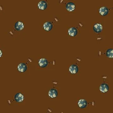 Seamless pattern geography globe cartoon vector sign color Stock Illustration
