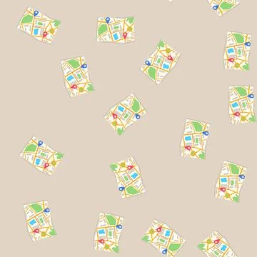 Seamless pattern geography map cartoon vector 스톡 일러스트