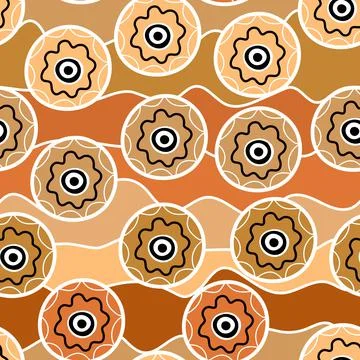 Seamless pattern with geometric aboriginal ornament. Ethnic tribal rounded color Illustrazione stock