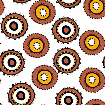 Seamless pattern with geometric aboriginal ornament. Ethnic tribal rounded color Stock Illustration
