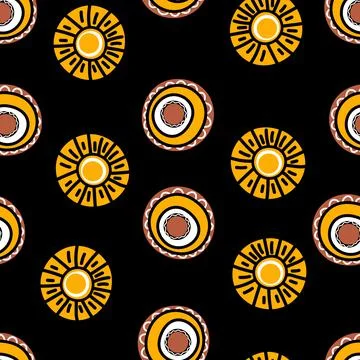 Seamless pattern with geometric aboriginal ornament. Ethnic tribal rounded color Stock Illustration