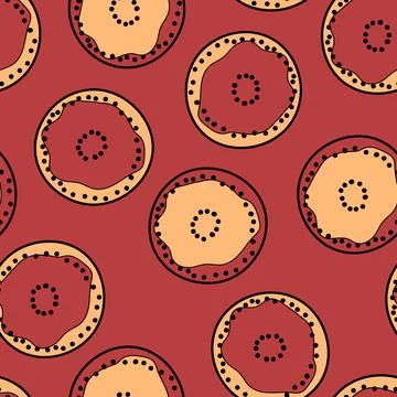 Seamless pattern with geometric aboriginal ornament. Ethnic tribal rounded color Stock Illustration