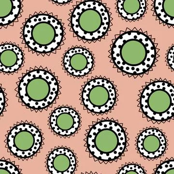Seamless pattern with geometric aboriginal ornament. Ethnic tribal rounded color Stock Illustration