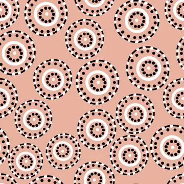 Seamless pattern with geometric aboriginal ornament. Ethnic tribal rounded color Stock Illustration