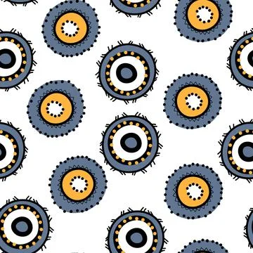 Seamless pattern with geometric aboriginal ornament. Ethnic tribal rounded color Stock Illustration