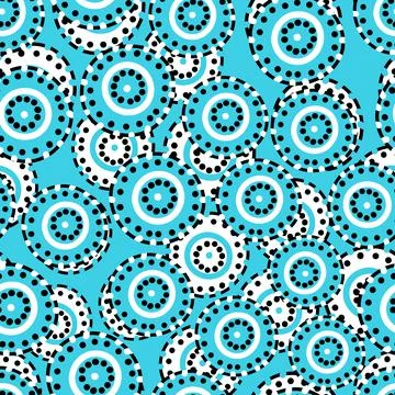 Seamless pattern with geometric aboriginal ornament. Ethnic tribal rounded color Stock Illustration