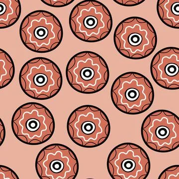 Seamless pattern with geometric aboriginal ornament. Ethnic tribal rounded color Stock Illustration