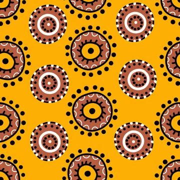 Seamless pattern with geometric aboriginal ornament. Ethnic tribal rounded color Stock Illustration