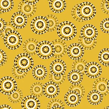 Seamless pattern with geometric aboriginal ornament. Ethnic tribal rounded color Stock Illustration