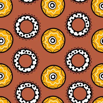 Seamless pattern with geometric aboriginal ornament. Ethnic tribal rounded color Illustrazione stock