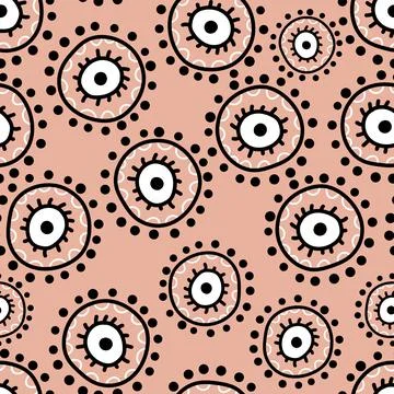Seamless pattern with geometric aboriginal ornament. Ethnic tribal rounded color Illustrazione stock