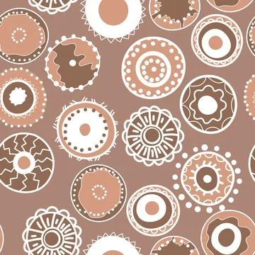 Seamless pattern with geometric aboriginal ornament. Ethnic tribal rounded color Illustrazione stock