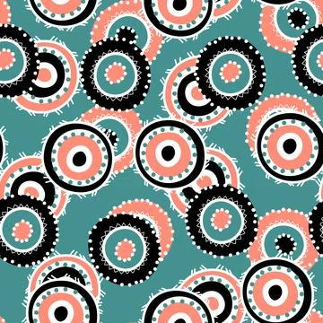 Seamless pattern with geometric aboriginal ornament. Ethnic tribal rounded color Stock Illustration