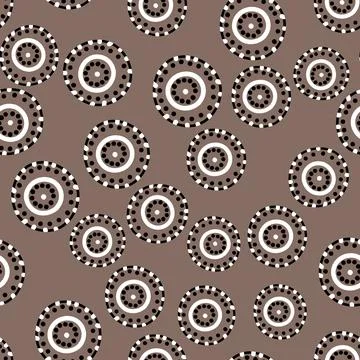 Seamless pattern with geometric aboriginal ornament. Ethnic tribal rounded color Stock Illustration