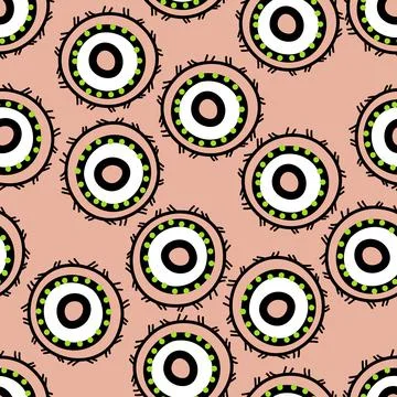 Seamless pattern with geometric aboriginal ornament. Ethnic tribal rounded color Stock Illustration