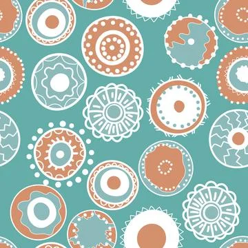 Seamless pattern with geometric aboriginal ornament. Ethnic tribal rounded color Illustrazione stock