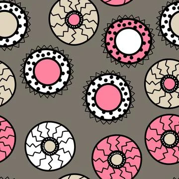 Seamless pattern with geometric aboriginal ornament. Ethnic tribal rounded color Stock Illustration