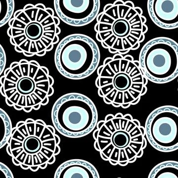 Seamless pattern with geometric aboriginal ornament. Ethnic tribal rounded color Stock Illustration