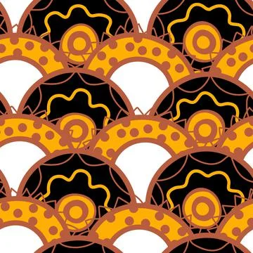 Seamless pattern with geometric aboriginal ornament. Ethnic tribal rounded color Stock Illustration