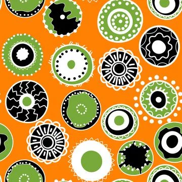 Seamless pattern with geometric aboriginal ornament. Ethnic tribal rounded color Stock Illustration