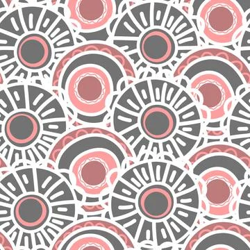 Seamless pattern with geometric aboriginal ornament. Ethnic tribal rounded color Stock Illustration