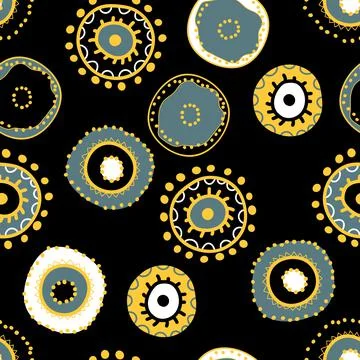 Seamless pattern with geometric aboriginal ornament. Ethnic tribal rounded color Stock Illustration