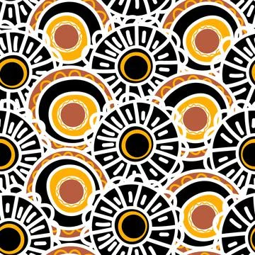 Seamless pattern with geometric aboriginal ornament. Ethnic tribal rounded color Stock Illustration