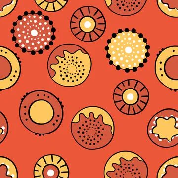 Seamless pattern with geometric aboriginal ornament. Ethnic tribal rounded color Stock Illustration