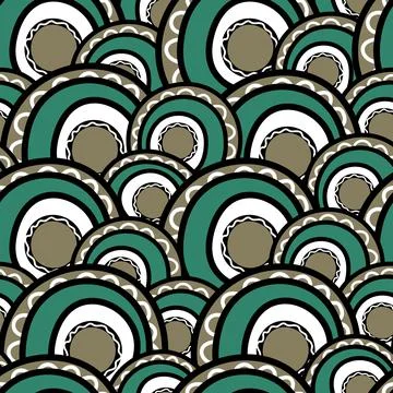 Seamless pattern with geometric aboriginal ornament. Ethnic tribal rounded color Illustrazione stock