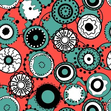 Seamless pattern with geometric aboriginal ornament. Ethnic tribal rounded color Stock Illustration