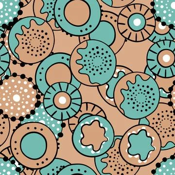 Seamless pattern with geometric aboriginal ornament. Ethnic tribal rounded color Stock Illustration