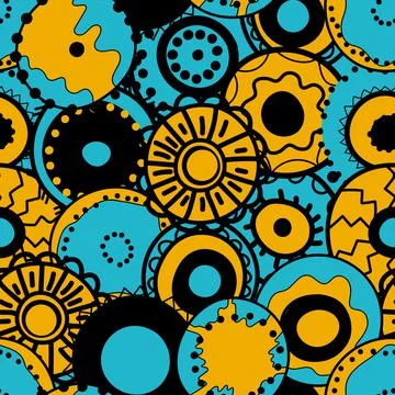 Seamless pattern with geometric aboriginal ornament. Ethnic tribal rounded color Stock Illustration