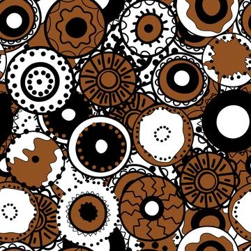 Seamless pattern with geometric aboriginal ornament. Ethnic tribal rounded color Illustrazione stock
