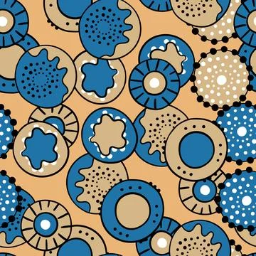 Seamless pattern with geometric aboriginal ornament. Ethnic tribal rounded color Stock Illustration