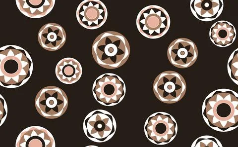 Seamless pattern with geometric aboriginal ornament. Ethnic tribal rounded color Stock Illustration