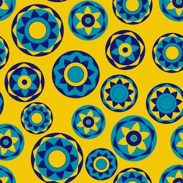 Seamless pattern with geometric aboriginal ornament. Ethnic tribal rounded color Stock Illustration