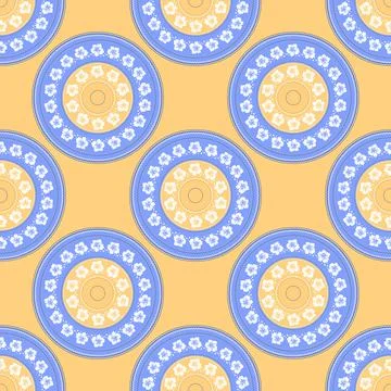 Seamless pattern with geometric aboriginal ornament. Ethnic tribal rounded color Stock Illustration