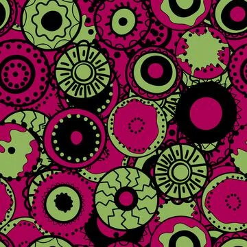 Seamless pattern with geometric aboriginal ornament. Ethnic tribal rounded color Stock Illustration